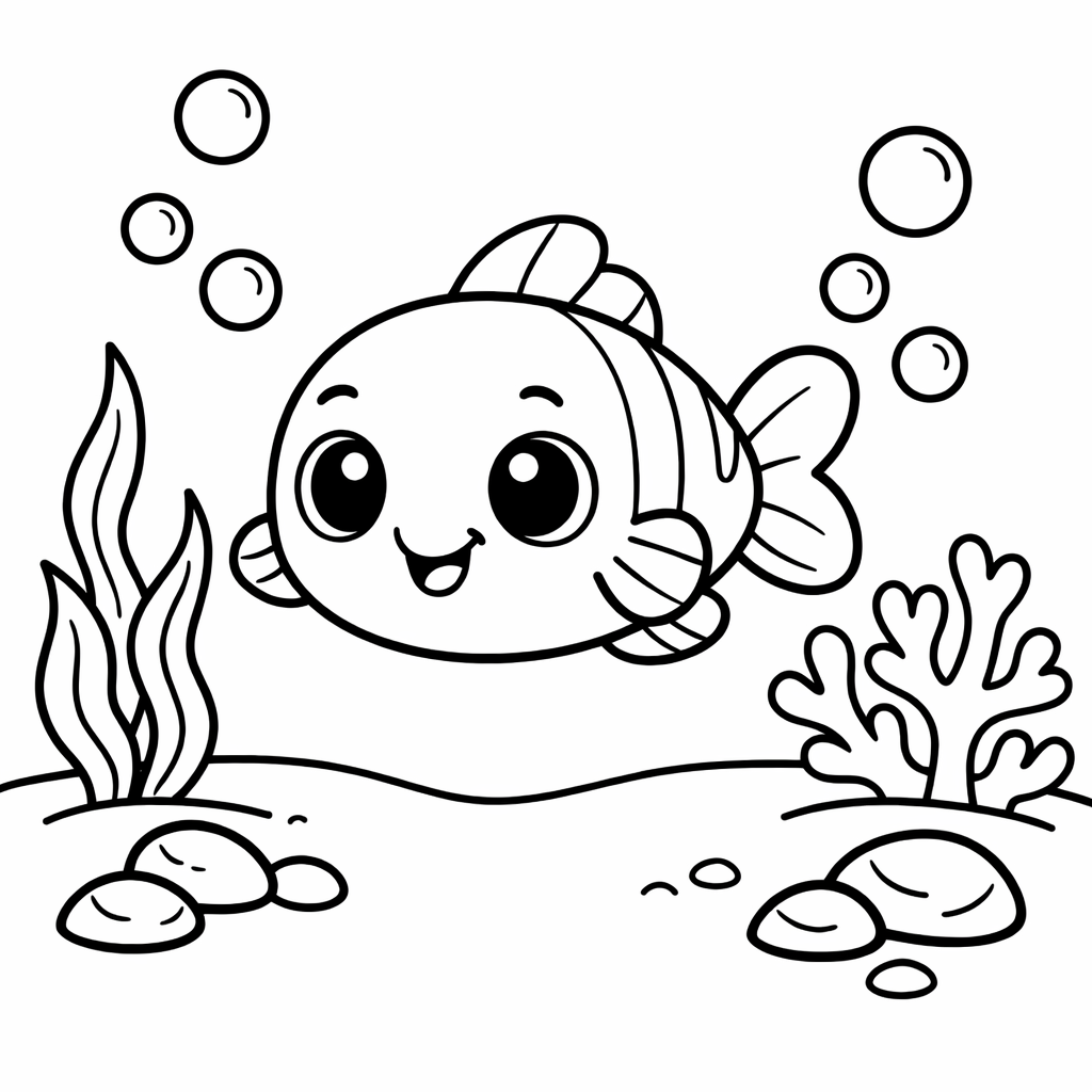 Cute fish coloring page