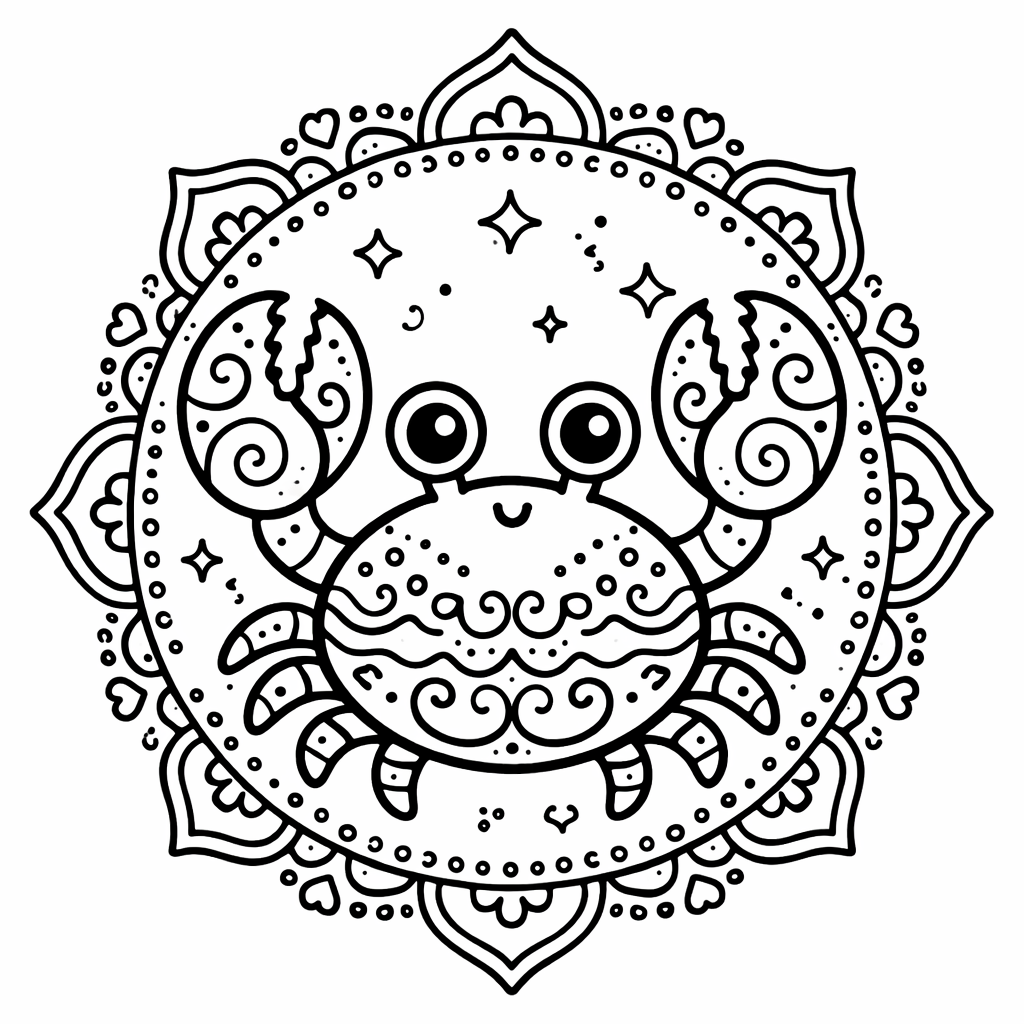 Mandala crab coloring page
